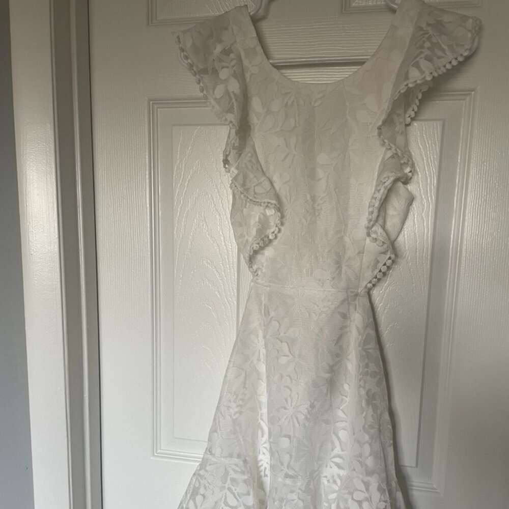 Hello Molly white lace mini dress open back